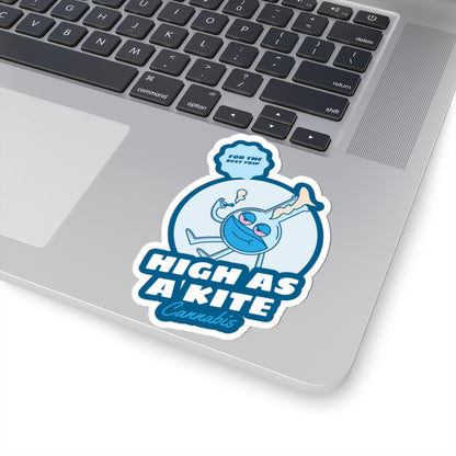 High As A Kite Cannabis Kiss-Cut Stickers - Fun and Playful Design for Stoners
