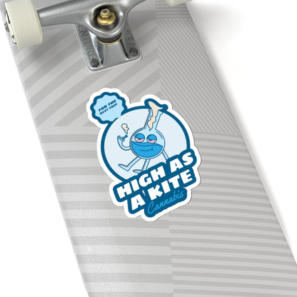 High As A Kite Cannabis Kiss-Cut Stickers - Fun and Playful Design for Stoners