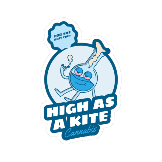 High As A Kite Cannabis Kiss-Cut Stickers - Fun and Playful Design for Stoners